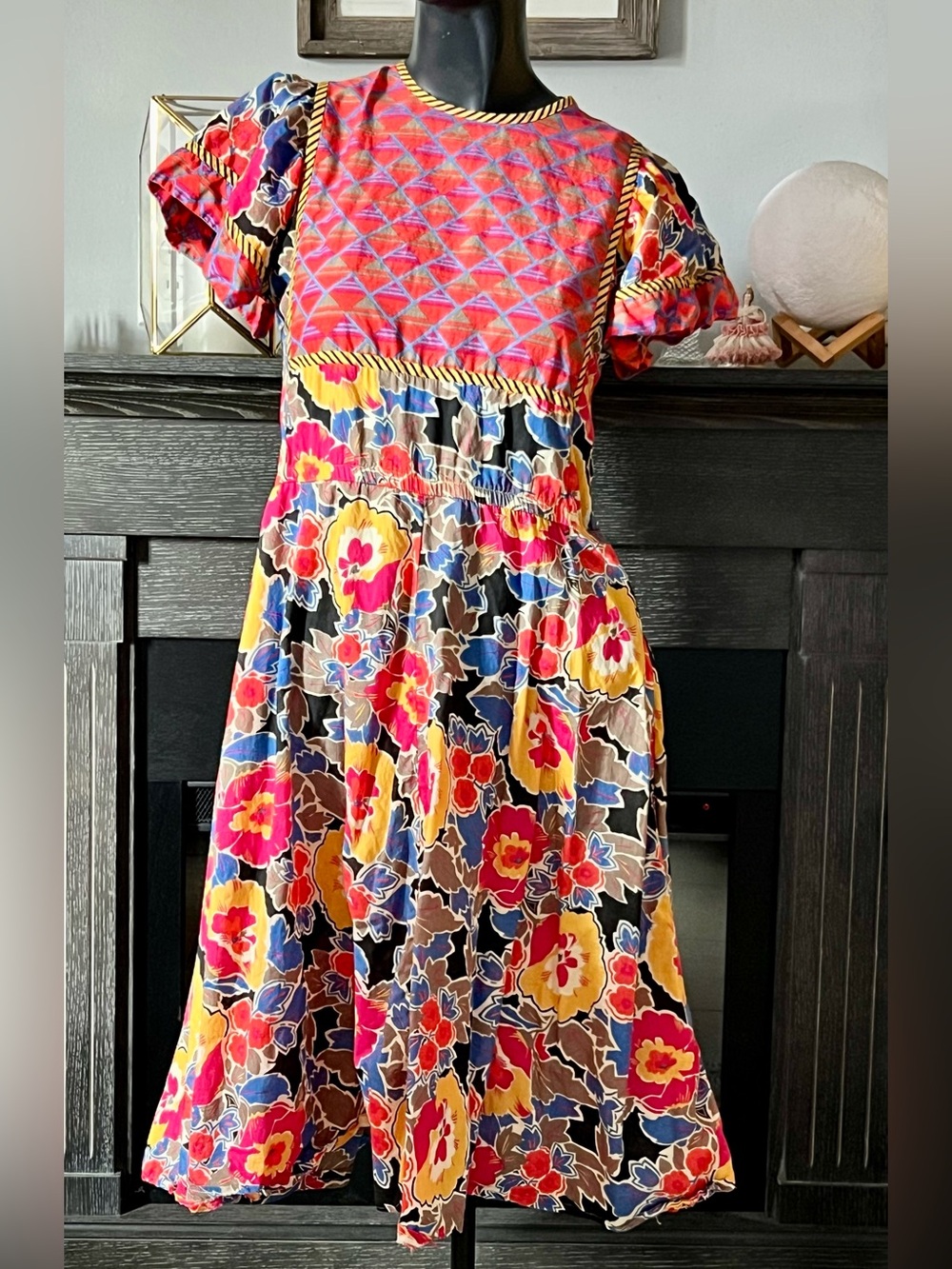 Vintage 80s Patti Cappalli California Floral Cotton Dress